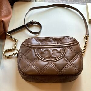 Tory Burch Brown Quilted Crossbody Bag